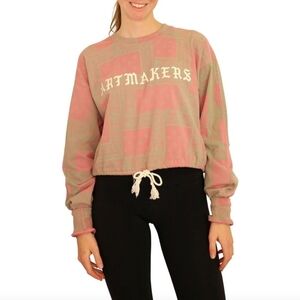 Eleven Paris Cropped Pink Paisley Printed Longsleeve Cotton Shirt